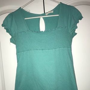 👗turquoise flared out short sleeve blouse⭐️